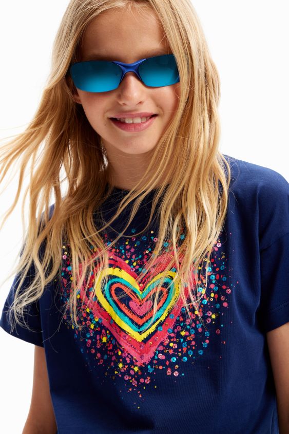 Desigual chica camiseta con corazón y lentejuelas VZ26R01755 ropa