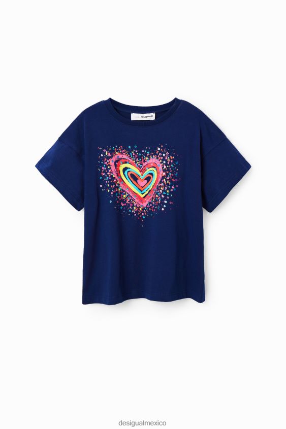 Desigual chica camiseta con corazón y lentejuelas VZ26R01755 ropa