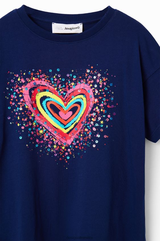 Desigual chica camiseta con corazón y lentejuelas VZ26R01755 ropa
