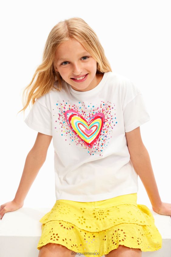 Desigual chica camiseta con corazón y lentejuelas VZ26R01762 ropa