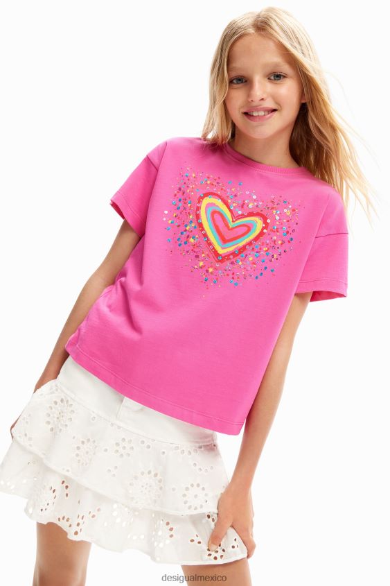 Desigual chica camiseta con corazón y lentejuelas VZ26R01832 ropa