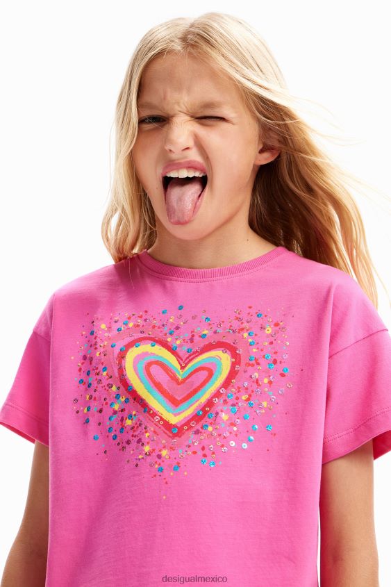 Desigual chica camiseta con corazón y lentejuelas VZ26R01832 ropa