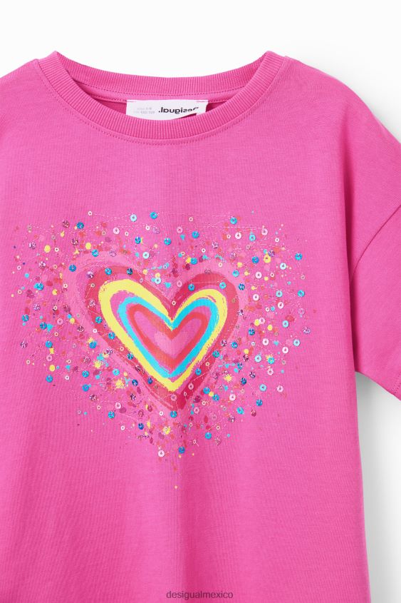 Desigual chica camiseta con corazón y lentejuelas VZ26R01832 ropa