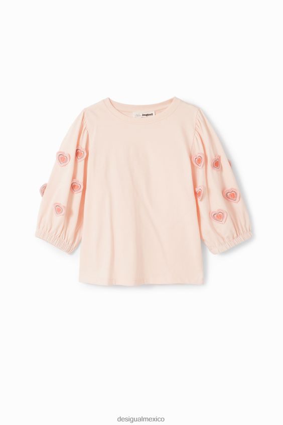 Desigual chica camiseta con corazón y mangas abullonadas VZ26R01748 ropa