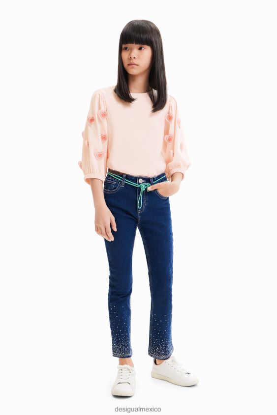 Desigual chica camiseta con corazón y mangas abullonadas VZ26R01748 ropa