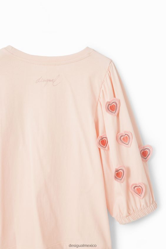 Desigual chica camiseta con corazón y mangas abullonadas VZ26R01748 ropa