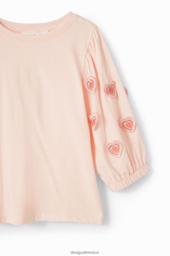Desigual chica camiseta con corazón y mangas abullonadas VZ26R01748 ropa
