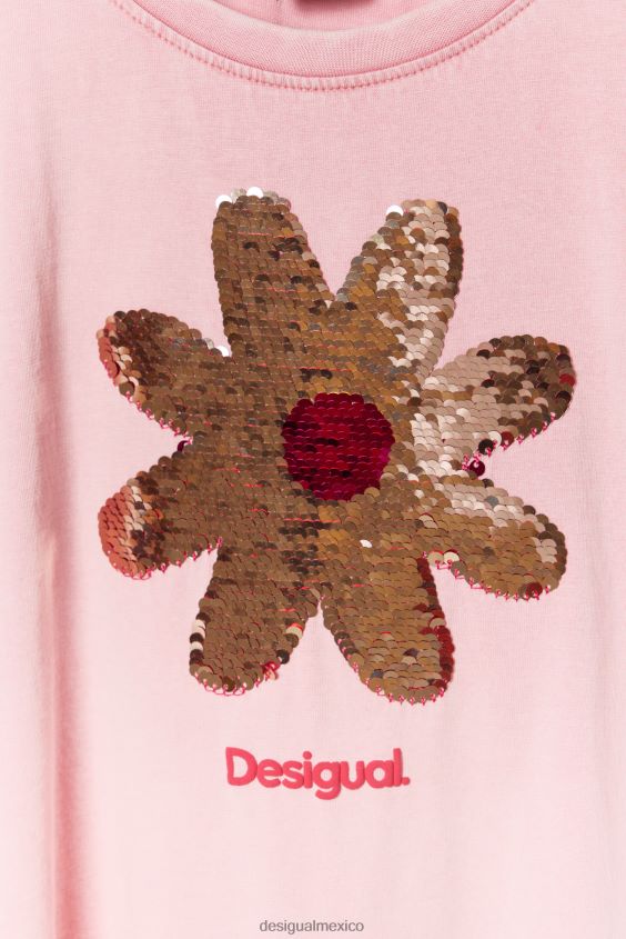 Desigual chica camiseta con flores de lentejuelas VZ26R01740 ropa