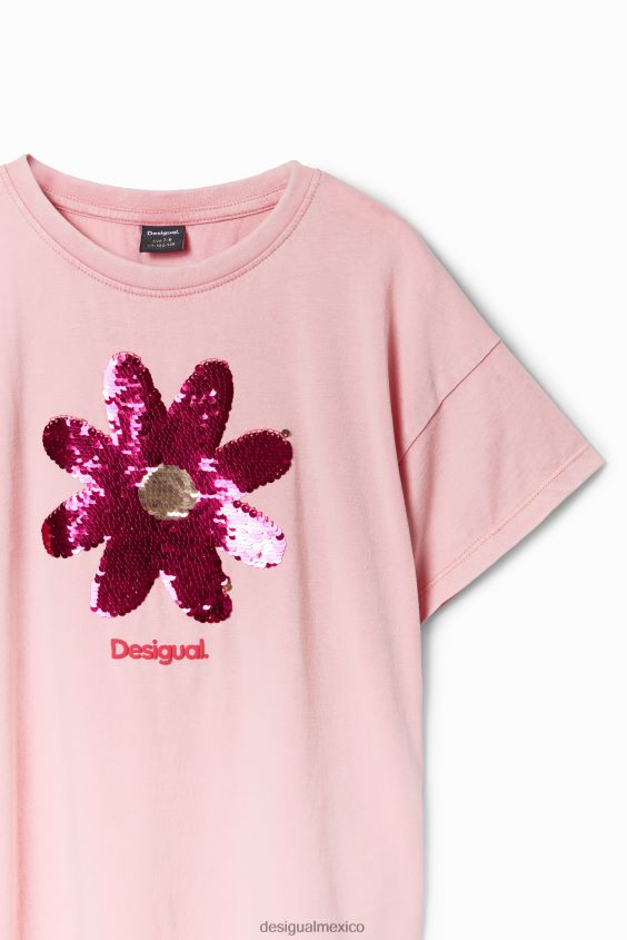 Desigual chica camiseta con flores de lentejuelas VZ26R01740 ropa
