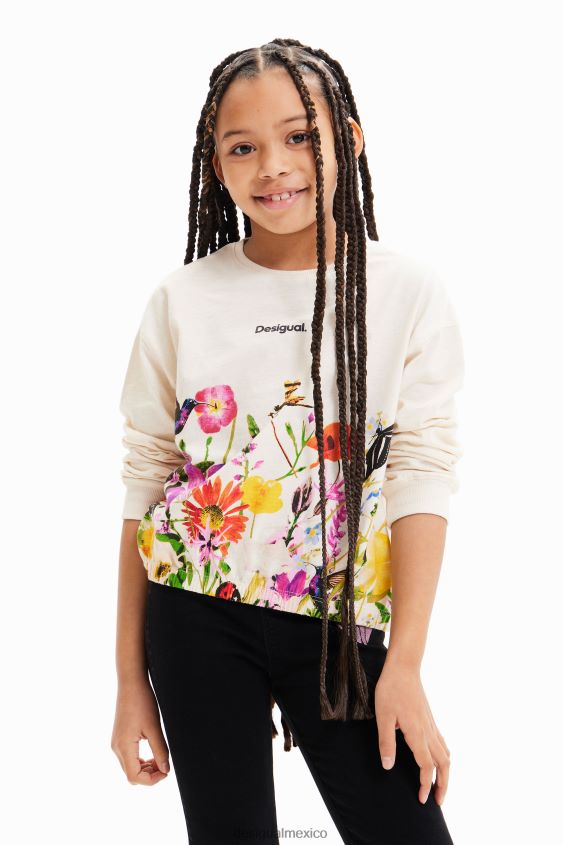 Desigual chica camiseta con mangas abullonadas y estampado floral VZ26R01723 ropa
