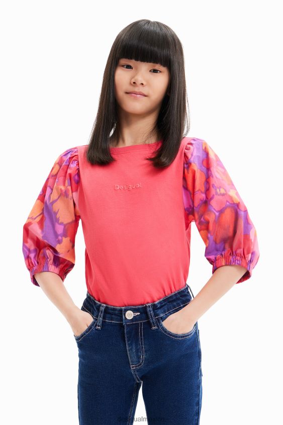 Desigual chica camiseta con mangas abullonadas y estampado floral VZ26R01739 ropa