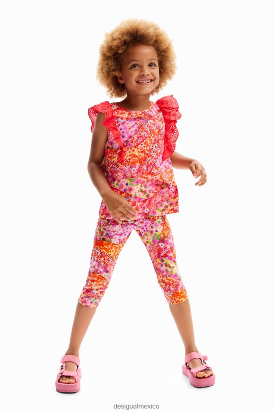 Desigual chica camiseta con volantes y flores VZ26R01729 ropa