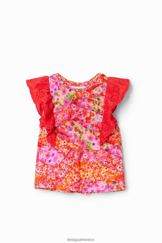 Desigual chica camiseta con volantes y flores VZ26R01729 ropa