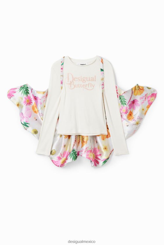 Desigual chica camiseta de canalé con alas de mariposa VZ26R01718 ropa