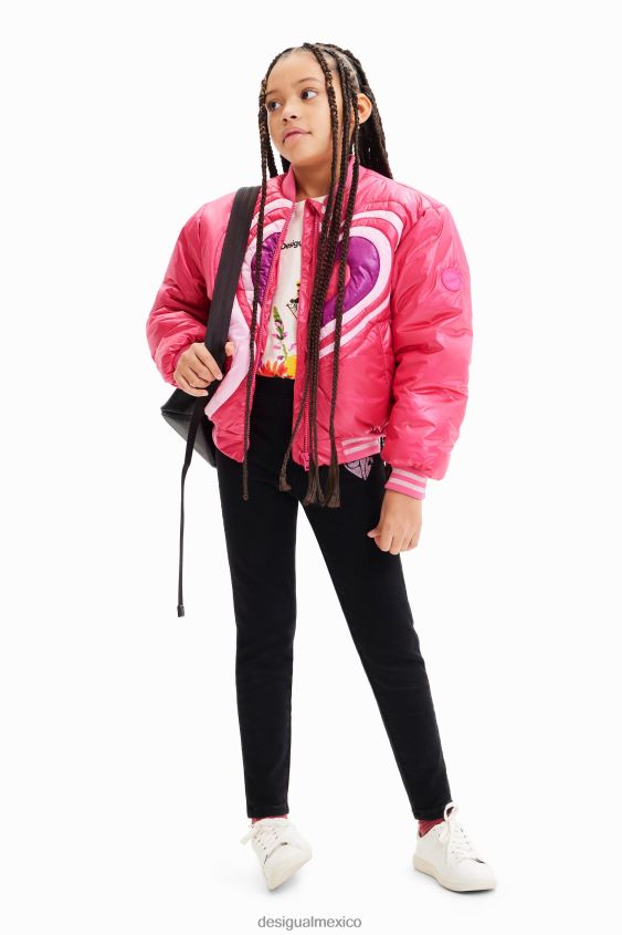 Desigual chica chaqueta bomber acolchada con corazones VZ26R01769 ropa
