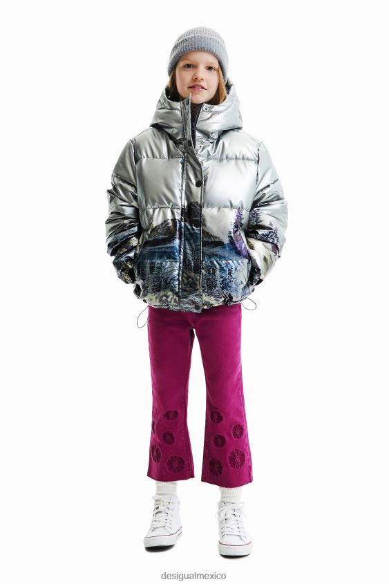 Desigual chica chaqueta corta metalizada acolchada VZ26R01829 ropa