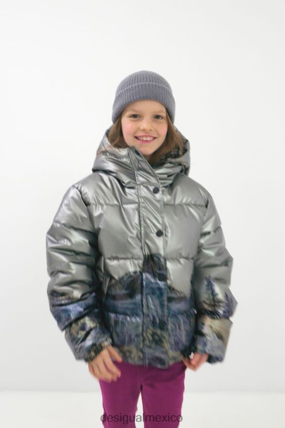 Desigual chica chaqueta corta metalizada acolchada VZ26R01829 ropa