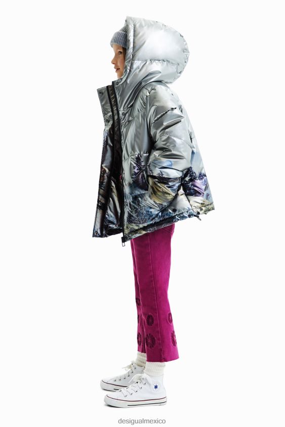 Desigual chica chaqueta corta metalizada acolchada VZ26R01829 ropa
