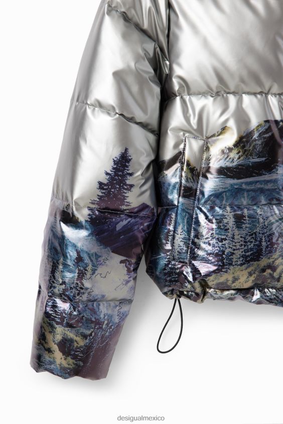 Desigual chica chaqueta corta metalizada acolchada VZ26R01829 ropa