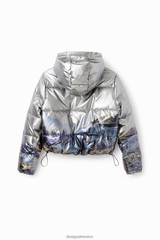 Desigual chica chaqueta corta metalizada acolchada VZ26R01829 ropa