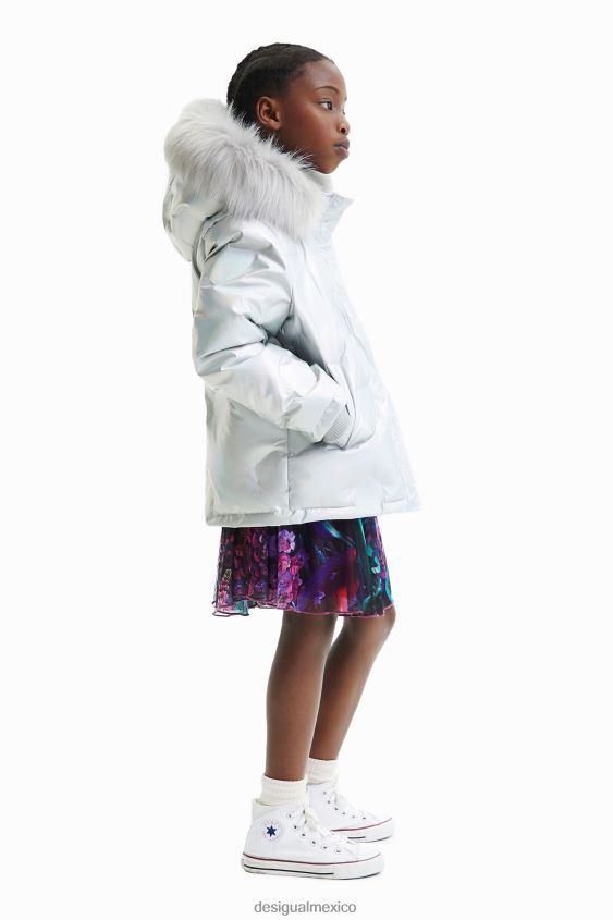 Desigual chica chaqueta corta metalizada acolchada VZ26R01844 ropa
