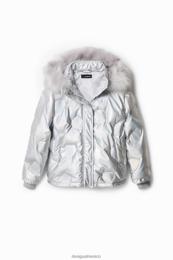 Desigual chica chaqueta corta metalizada acolchada VZ26R01844 ropa
