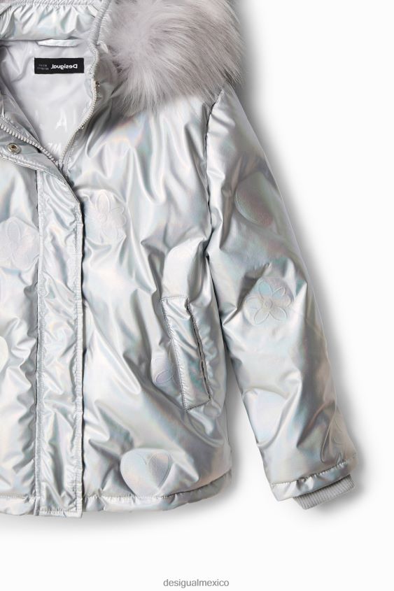 Desigual chica chaqueta corta metalizada acolchada VZ26R01844 ropa