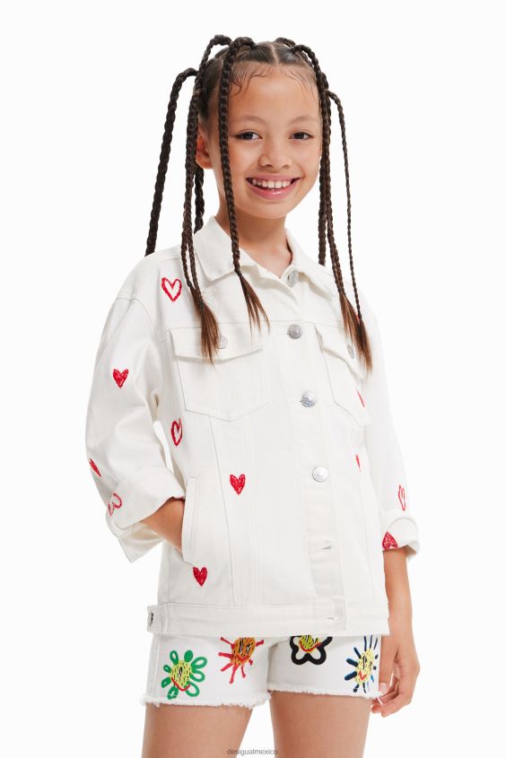 Desigual chica chaqueta vaquera oversize con corazones VZ26R01825 ropa