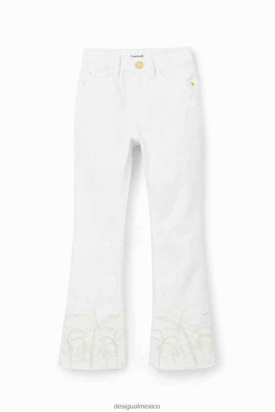 Desigual chica jeans largos acampanados con bordados VZ26R01850 ropa