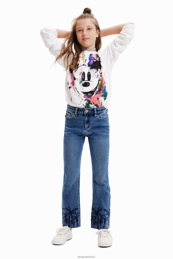 Desigual chica jeans largos acampanados con bordados VZ26R01854 ropa
