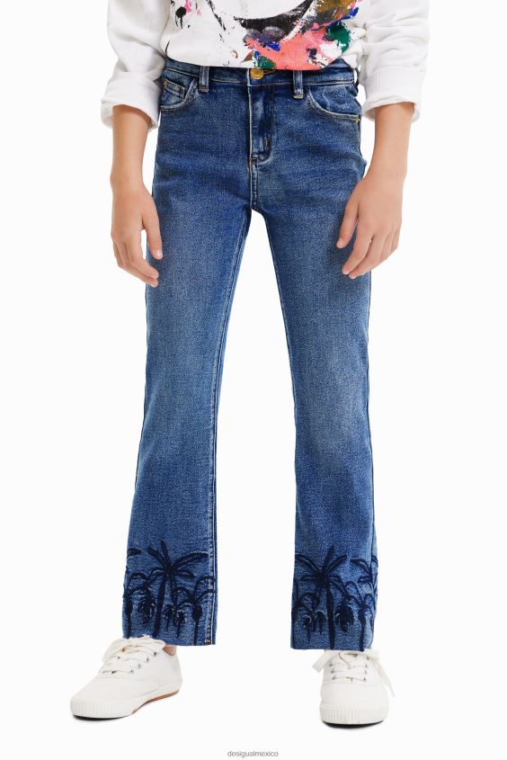 Desigual chica jeans largos acampanados con bordados VZ26R01854 ropa