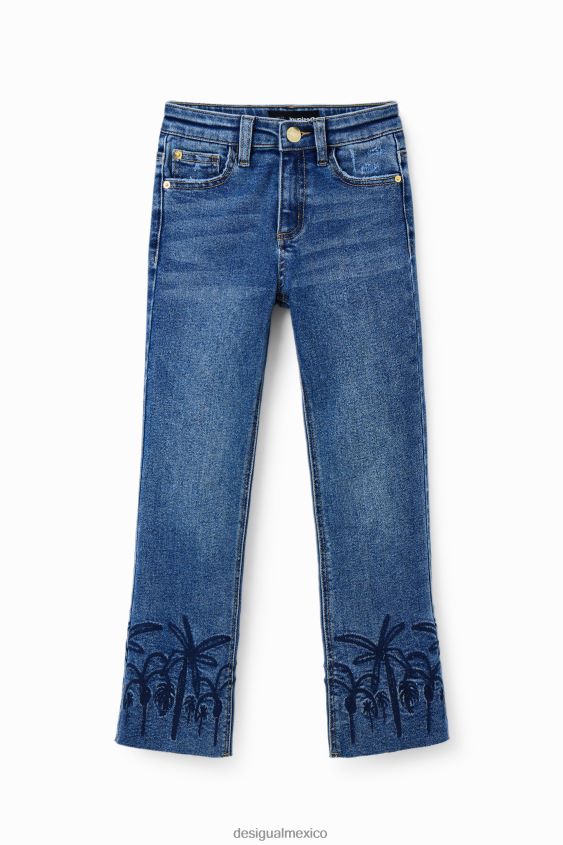 Desigual chica jeans largos acampanados con bordados VZ26R01854 ropa