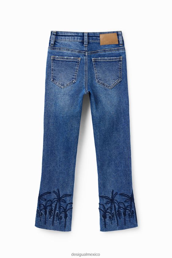 Desigual chica jeans largos acampanados con bordados VZ26R01854 ropa