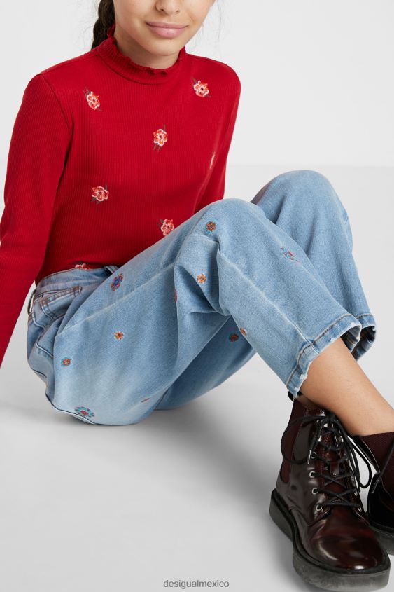 Desigual chica jeans mom con bordados VZ26R01892 ropa