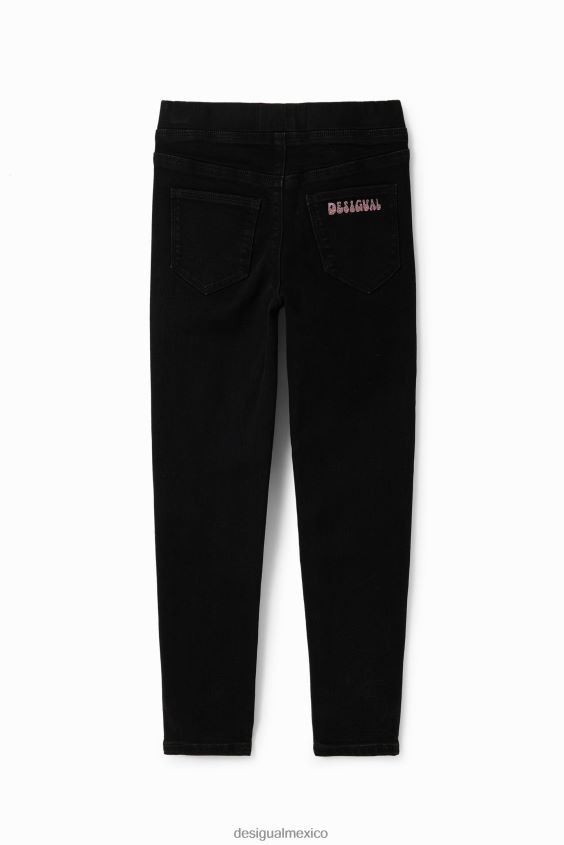 Desigual chica leggings de mezclilla con mensaje VZ26R01745 ropa