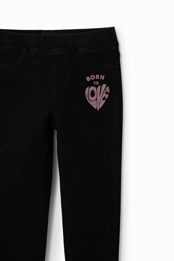 Desigual chica leggings de mezclilla con mensaje VZ26R01745 ropa