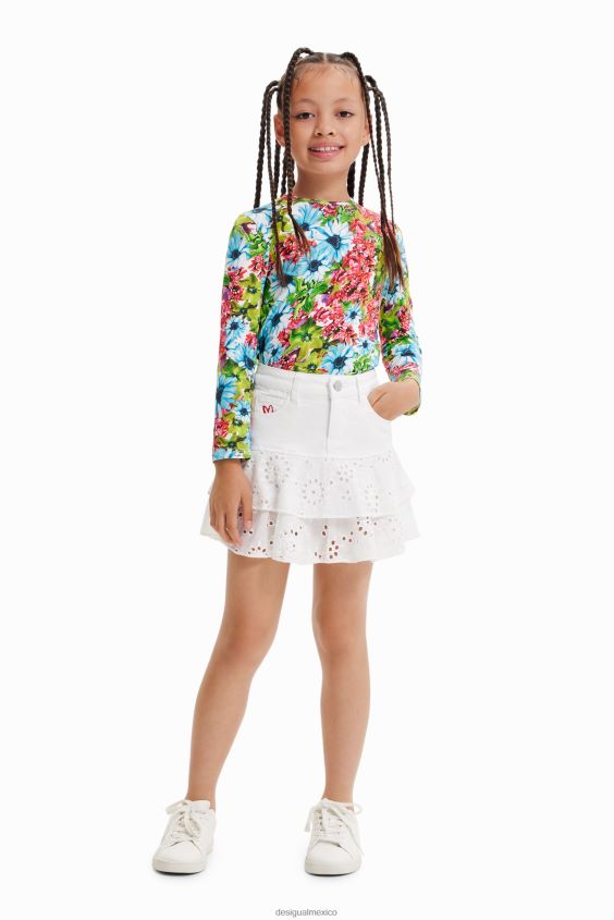 Desigual chica minifalda con bordado suizo VZ26R01826 ropa