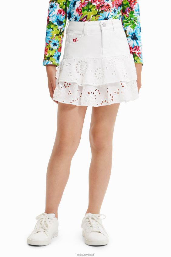 Desigual chica minifalda con bordado suizo VZ26R01826 ropa