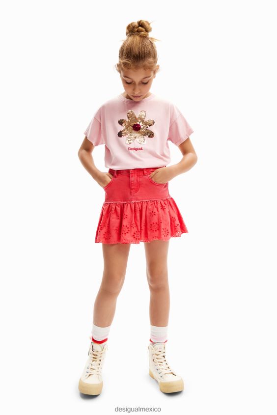 Desigual chica minifalda de mezclilla con volantes brillantes VZ26R01709 ropa