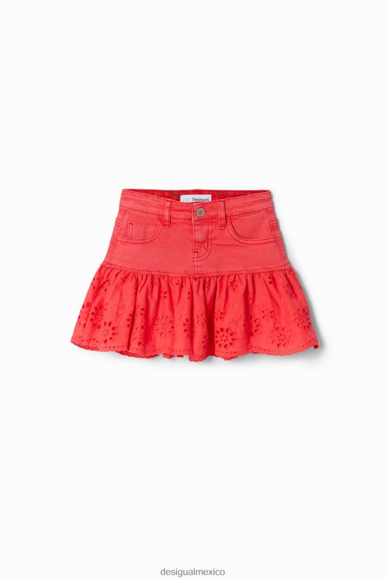 Desigual chica minifalda de mezclilla con volantes brillantes VZ26R01709 ropa