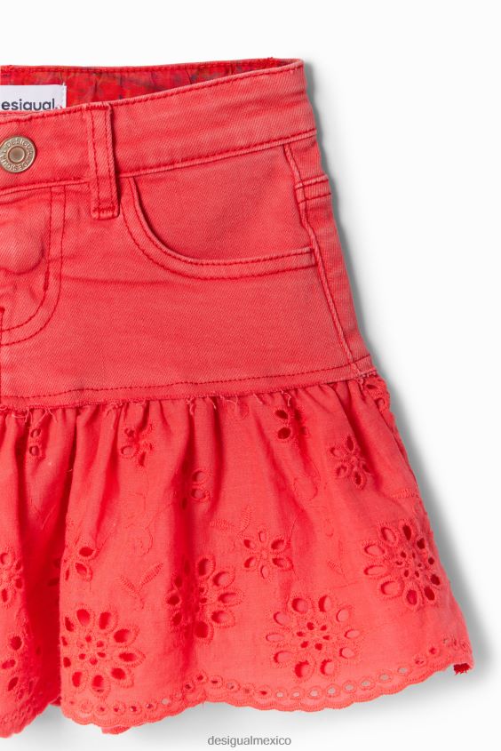 Desigual chica minifalda de mezclilla con volantes brillantes VZ26R01709 ropa