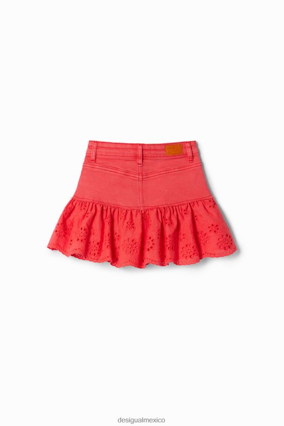 Desigual chica minifalda de mezclilla con volantes brillantes VZ26R01709 ropa