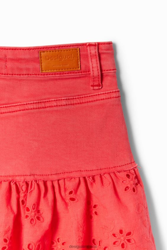Desigual chica minifalda de mezclilla con volantes brillantes VZ26R01709 ropa