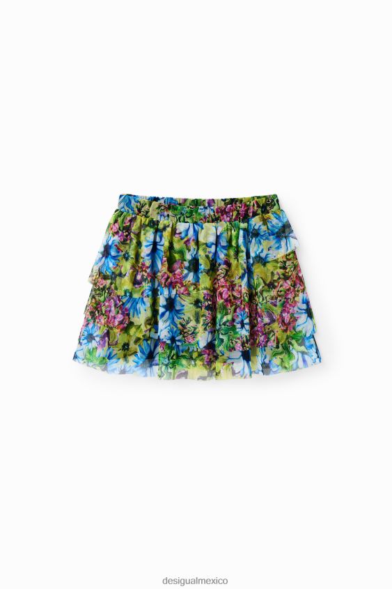 Desigual chica minifalda de tul con volantes y flores VZ26R01139 ropa