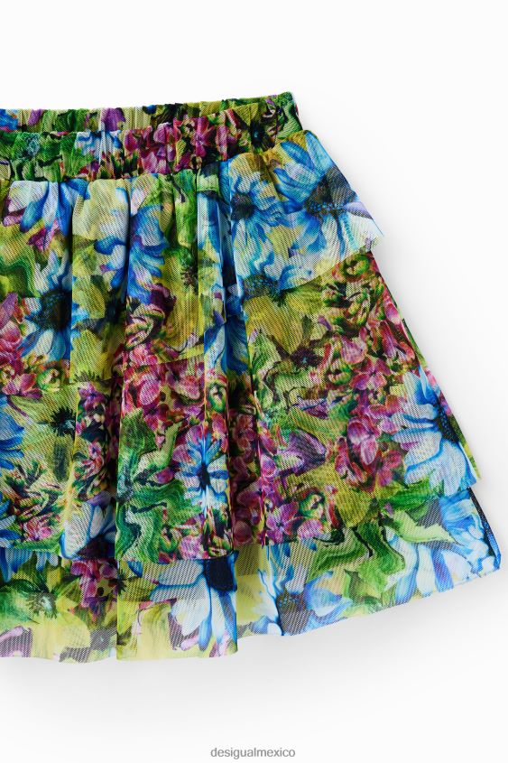 Desigual chica minifalda de tul con volantes y flores VZ26R01139 ropa