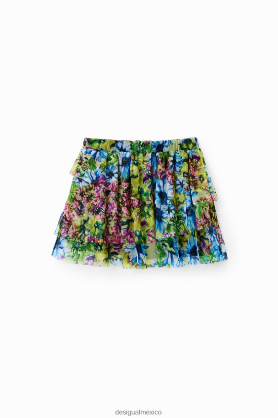 Desigual chica minifalda de tul con volantes y flores VZ26R01139 ropa