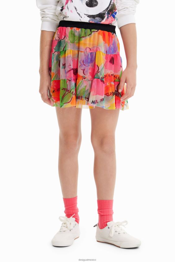 Desigual chica minifalda de tul floral VZ26R01800 ropa