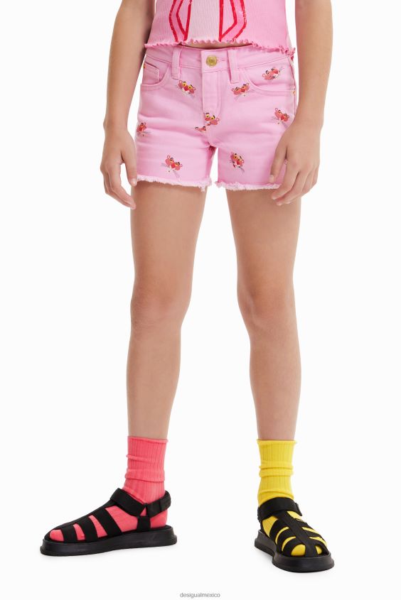 Desigual chica pantalones cortos de mezclilla pantera rosa VZ26R01884 ropa