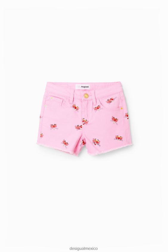 Desigual chica pantalones cortos de mezclilla pantera rosa VZ26R01884 ropa