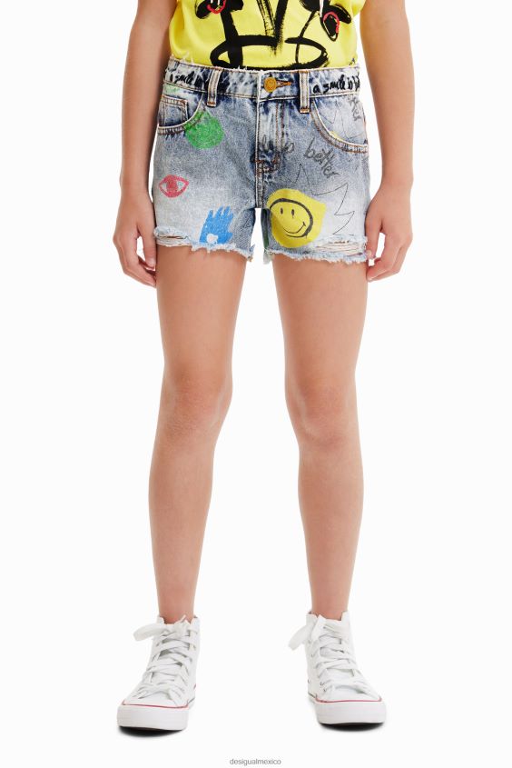 Desigual chica pantalones cortos de mezclilla sonrientes VZ26R01752 ropa